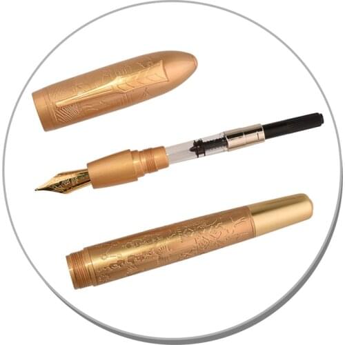 Fuliwen Metal Elegant Fine Copper Big Size Golden Fountain Pen For Office & Home Stationery New