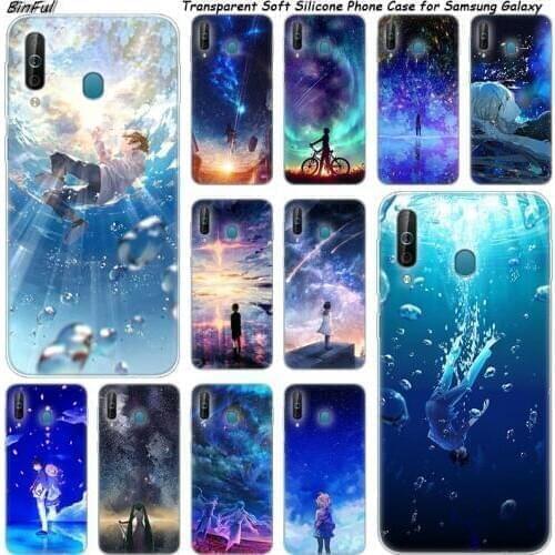 Starry Day Anime Silicone Phone Case For Samsung Galaxy A80 A70 A60 A50 A40 A40S A30 A20E A2CORE M40 Note 10 Plus 9 8 5 Fashion
