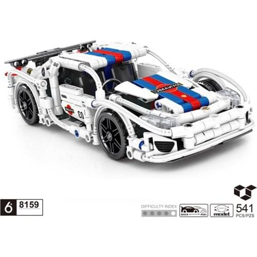 Technical building block germany horse logo pors spyders Martinis racing car model Pull back vehicle steam assembly brick toy