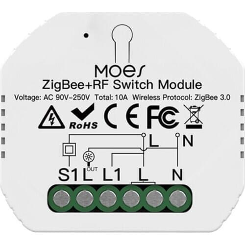 Tuya ZigBee 3.0 Smart Light Switch Module 1 Gang Smart Wireless Remote Control, Work with for Google for Voice Control