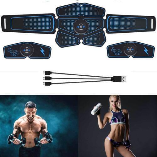 USB Charging Abdominal Muscle Stimulator Trainer Rechargable EMS Electric Muscle Exerciser Machine Home Gym Belly Arm Massage