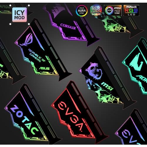 RGB GPU Bracket Vertical Acrylic VGA Holder Video Card Support 12V 4Pin 5V 3Pin AURA Chassis A-RGB Water Cooler Custom MOD Part