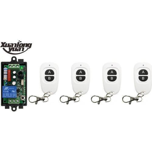 Xuanlongyuan AC220V 1CH RF Wireless Mini Switch Relay Receiver Remote Controllers & White AB keys Waterproof Transmitter /lamp