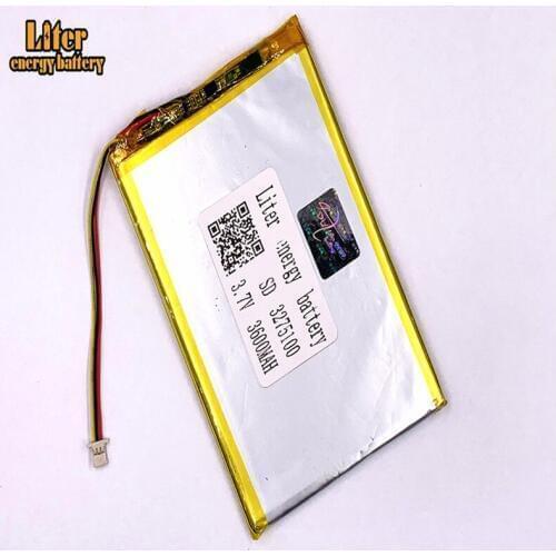 1.0mm 3wire connector 3275100 3600mah 3.7V Rechargeable lipo battery li ion polymer lithium battery tablet pc 7 inch MP4 MP5