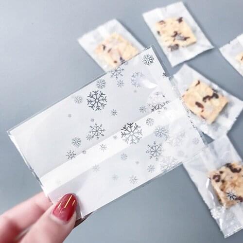 1000 X White Snowflake Heat Seal Pouch Christmas Cookie Candy Gift Packaging Bag For Holiday Party Supplies 7*10cm