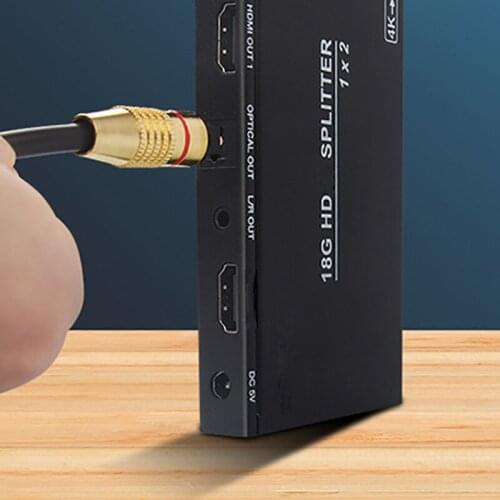 1x2 4K1 8Gbps HDMI-compatible Splitter With Scaler Audio Extractor 4:4:4 1 In 2 Out Support HDCP2.2 / HDCP1.4 Full HD 1080P 3D