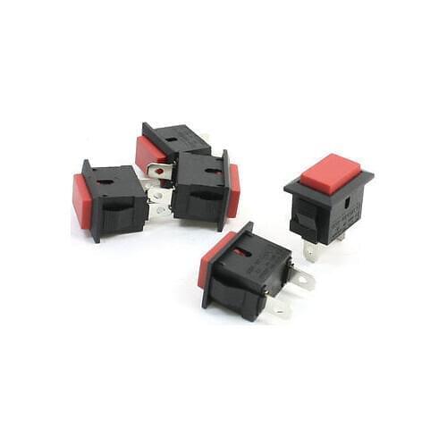2 Pin SPST Rectangle Momentary Push Botton Switch Red Head PBS-101