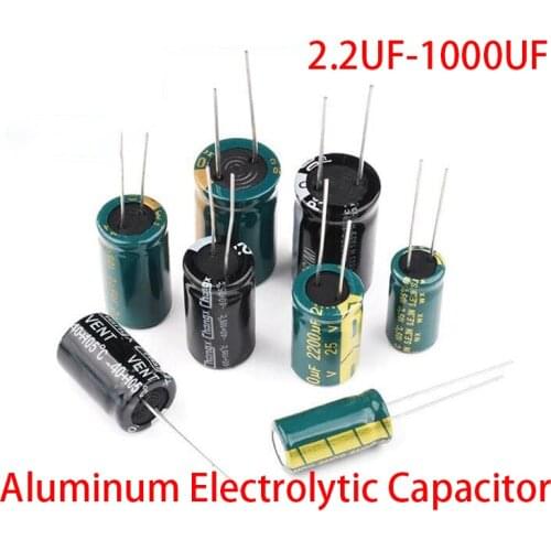 20PCS 25V1000UF 10*17mm 2.2UF-1000UF 25V 680UF 400V 4.7UF 2.2uf 50V 330UF 47UF 470UF Aluminum Electrolytic Capacitor DIP