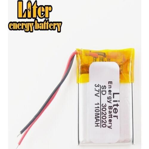 3.7V lithium Tablet polymer battery 302020 110mah MP3 MP4 mobile phone rechargeable battery