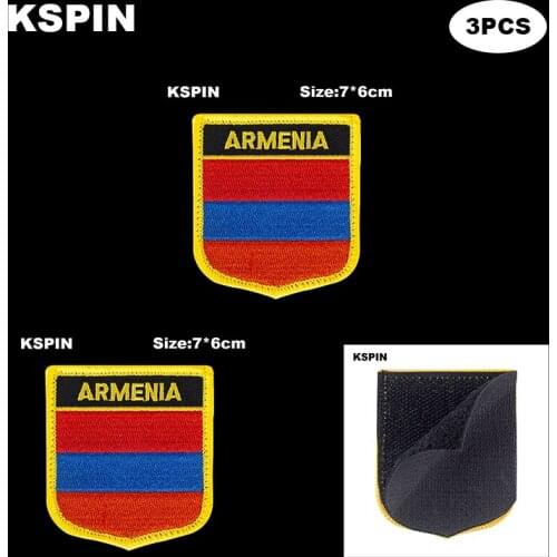 National Flag Patch Hook Loop Armenia Badges Armband 3D Stick on Jacket Backpack Stickers