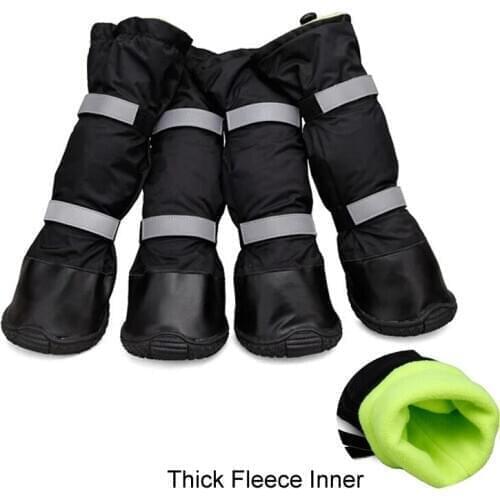 4pcs/ Lot Waterproof Long Rubber Rain Boots for Dogs Fleece Warm Snow Boots Anti-slip Durable Rain Boots for Medium Large Dogs