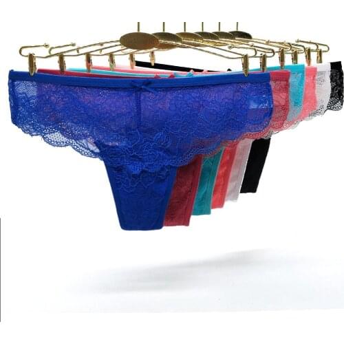 6 Pcs/Lot Sexy Lace Panties Women Thongs Breathable Low Waist Fashion Womens G-String Hollow Transparent Underwear Lingerie