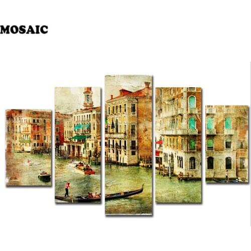 5pcs/set,Wholesale,5D DIY Diamond Embroidery City Venice landscape Diamond Painting Full Square Mosaic Cross Stitch Gifts