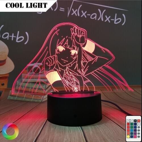 Anime Lamp Yumeko Jabami From Kakegurui Compulsive Gambler Gift for Bedroom Decor Nightlight Cute Japanese Waifu Led Night Light