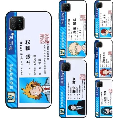 My Hero Academia Student Card Postcard Case For Huawei P30 Pro P20 P40 P Smart 2021 2019 Nova 5T Honor 10 Lite 8A 8X 9X 10i Case