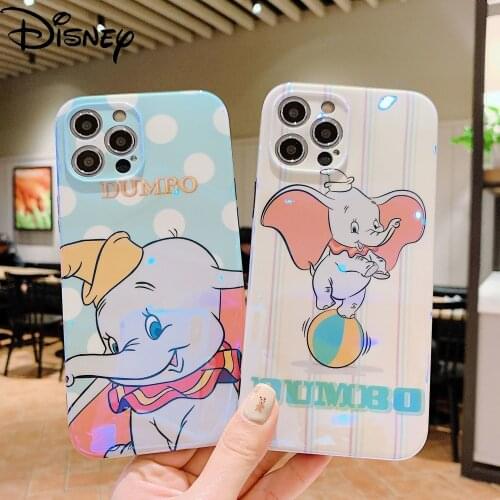 Disney cartoon cute Dumbo couple Blu-ray mobile phone case with stand for iPhone12mini /12promax/iPhonex/xs xr/7plus/8plus