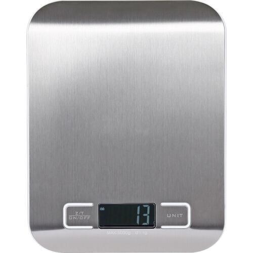 Digital Multi-function Food Kitchen Scale,Stainless Steel,11lb 5kg Stainless Steel Platform with LCD Display (Silver)