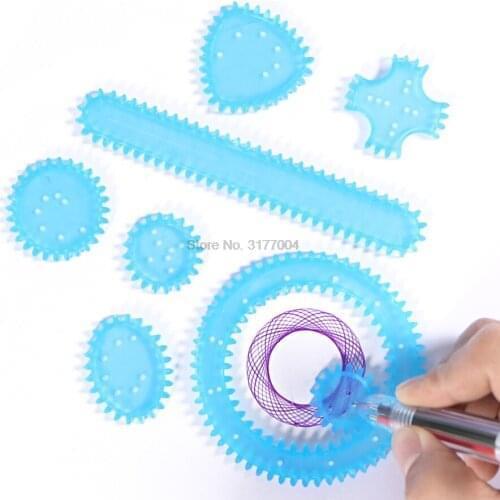 DHL 100set 8pcs Spirograph Drawing Set Interlocking Gears&Wheels With Colorful Design Pen Early Educational Art Drawing Toys