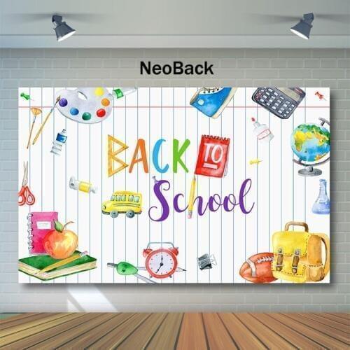 Back to School Party Backdrop Cartoon Graffiti Photography Background Book Pencil Chalk Painting Students Cake Table Backdrops
