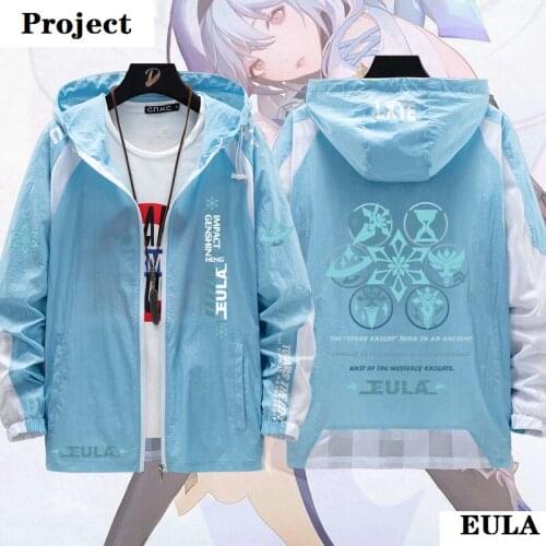 GENSHIN IMPACT COSPLAY EUAL Anime Hooded Sunscreen Casual Summer Jacket For Young Men And Women, Fashionable And Comfortable