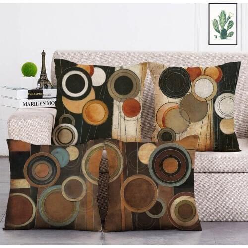 Geometric Brown round pillow cover home decoration 45*45 cm cushion cover microfiber soft and comfortable pillow case T10