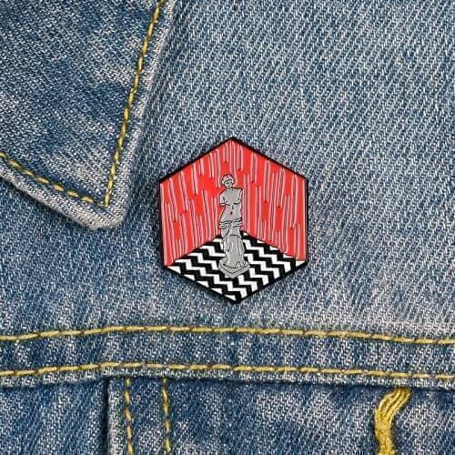 Art Statue Exhibition Enamel pin Hexagon Brooch Custom Alloy Badge Backpack Lapel Pins Fashion Art Jewelry Gift for Women Men