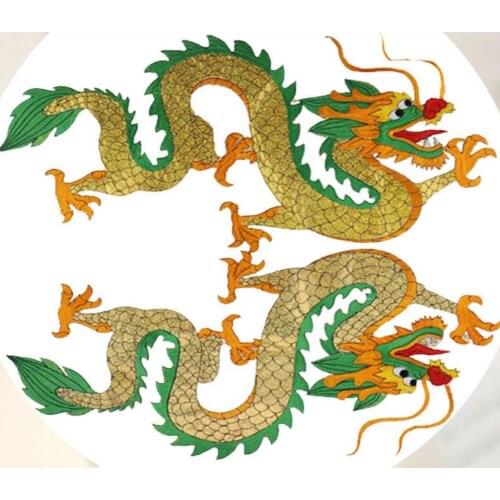 20 pieces 55cm*32.8cm big Dragon Back Adhesive COS ancient cloth stickers embroidered patch flower costumes Patch sticker