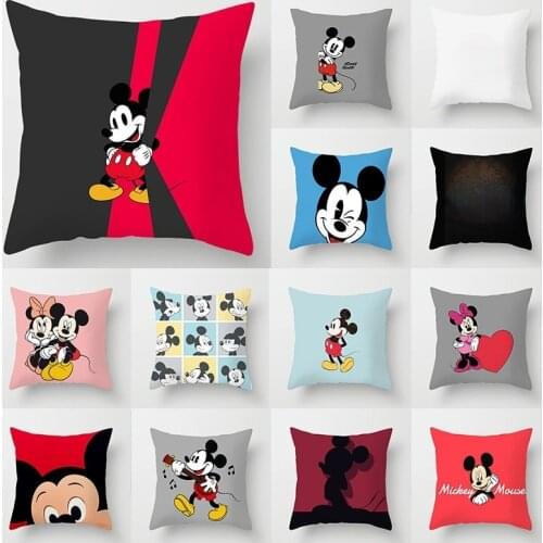 Disney Mickey Minnie Cartoon anime pillowcase 45*45cm Pillow pillowcase Childrens room decoration pillowcase Couple pillowcase