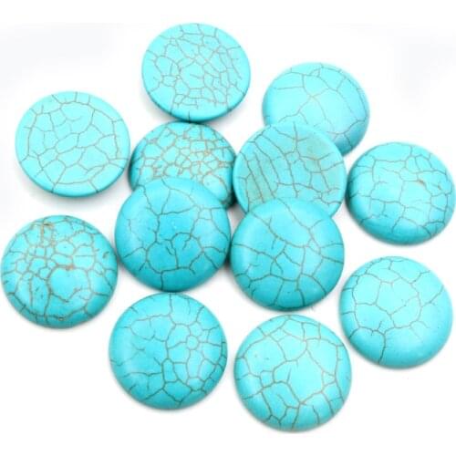 New Fashion 10pcs 25mm Naturelle Turquoise Material Flat Back Cabochons Cameo G4-17