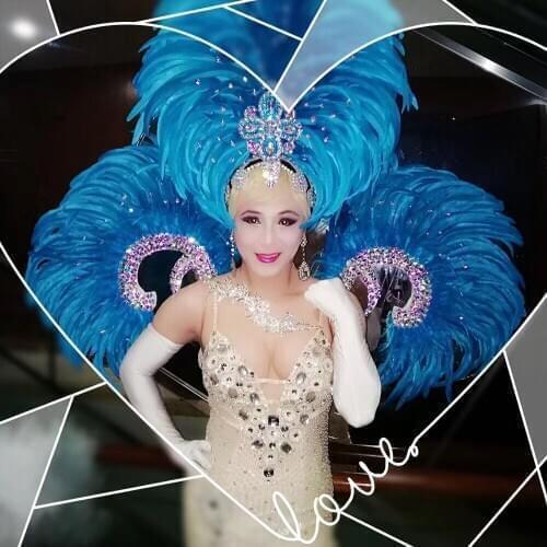 Feather clothing Stage performance catwalk carnival Headdress flower pubs party Mens wear womens clothing