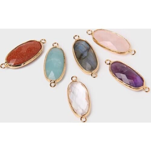 Natural Stone Faceted Quartz Pendants Rectangle Shape Exquisite Charms For Jewelry Making DIY Bracelet Earring Necklace 2PCS