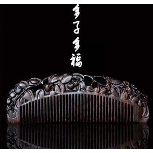 Professional Health Care Comb Anti-static Massage Black Sandalwood Comb Handmade Hair Brush Wedding/ Birthday Gift Freeshipping