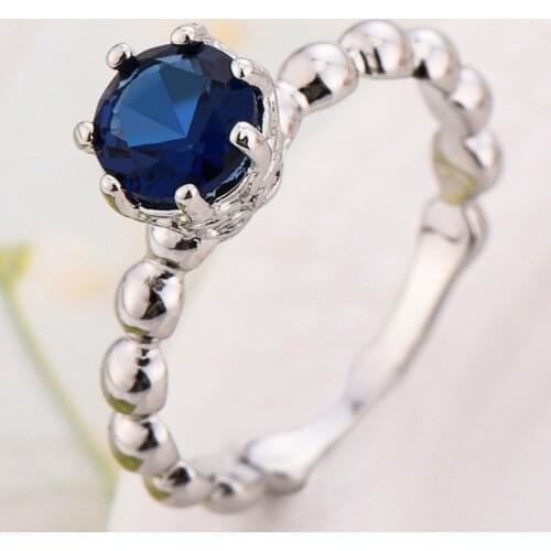 Luxury Gorgeous Women Jewelry Round Cut Navy Blue Zircon Butterfly Bridal Rings for Wedding Engagement Ring Set Gifts