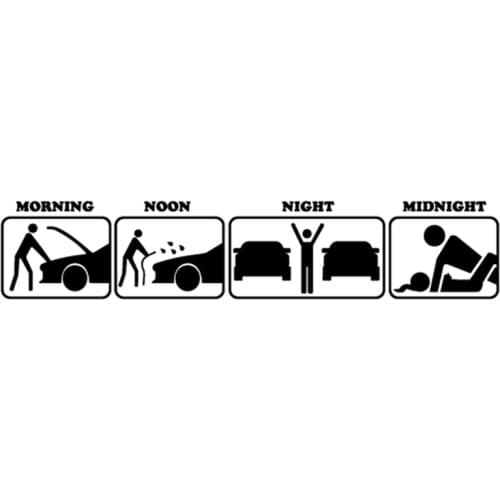 RuleMylife Morning Noon Night Midnight Funny car stickers decal anime cute car accessories decoration pegatinas para coche