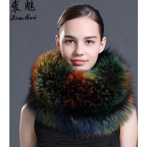 75cm Fashion Real Fox Fur Scarves Colorful Women Scarf 2018 New Winter Warm Collar Long Warm Ring Real Fur Scarf For Ladies