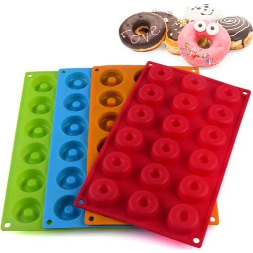 18 Cavity Mini Donut Dessert Baking Pan Silicone Mould Bakeware Fondant Chocolate Donut Biscuit Cake Silicone Mold Kitchen Tool