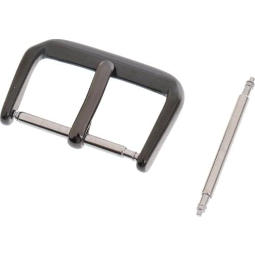 18/20/22mm Stainless Steel Watch Band Replacement Buckle With Spring Bar Black
