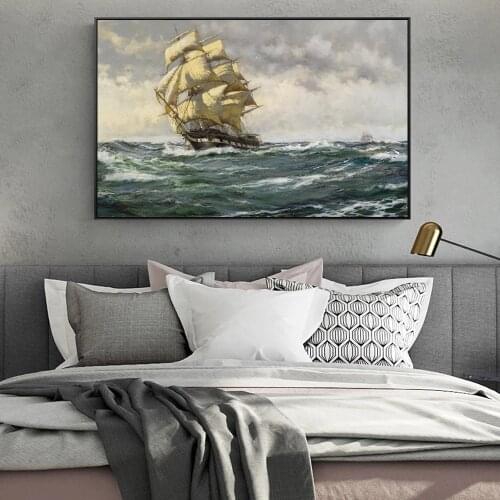 Modern Seascape Canvas Art Paintings For Living Room Wall Posters And Prints Ship Sailing In The Wave Pictures Home Decor Art