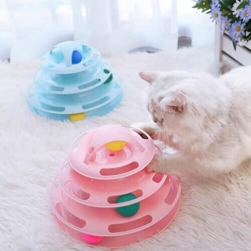 Cat Turntable Plates Toys Four-layers Tower Tracks Pet Cat Teaser Stick Interactive Toy Amusement Cat Training Ball Kittenигруш