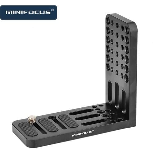 Universal L-Shape Bracket Plate Holder 1/4 & 3/8 Inch Screw Mount for Vertical Video Recording Cameras DSLR Tripod Accessory