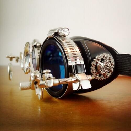 Vazrobe Steampunk Goggles Men Women Vintage Punk Glasses Hip Hop Party Celebrity Halloween Eyewear