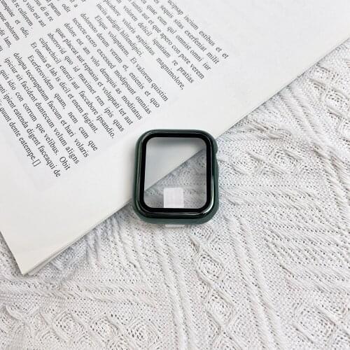 Full Screen Tempering Glass Cover With Bumper Case For Apple Watch Band SE 6 5 4 3 2 1 38/42mm for iwatch Plastic Frame 40/44mm