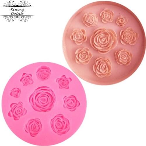 1Pcs 3D Rose Flower Embossed Silicone Mold Relief Fondant Cake Decorating Tools Chocolate Gumpaste Candy Clay Moulds