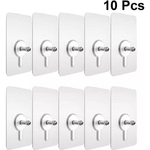 10pcs Punch-Free bathroom Non-Marking Screw Stickers Nail-free Stickers Strong Sticky Wall Nails Picture Hook Hanging Kit