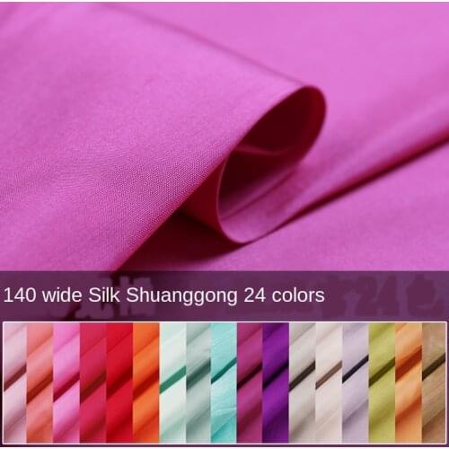 Customized 140 wide solid color shuanggong slub fabric skinny solid gorgeous color multicolor garment DIY thai raw silk for suit