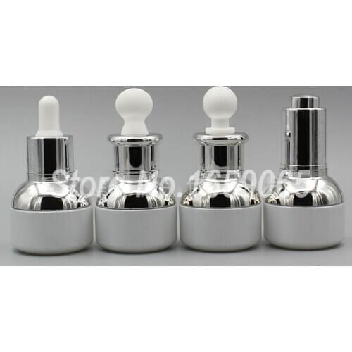 20ml white glass Essential Oil dropper bottle w silver shoulder Dispensing Container Liquid Pipette Eye Drop Aromatherapy