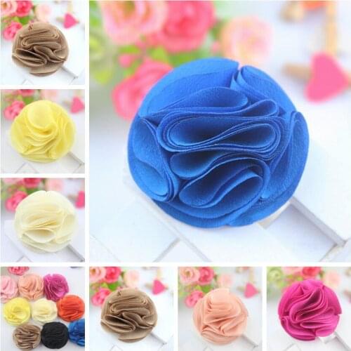 30pcs/lot 5.5cm Hair accessory Rosettes DIY 3D flowers satin silk carnation fabric flower Flat back DIY floral silk flower