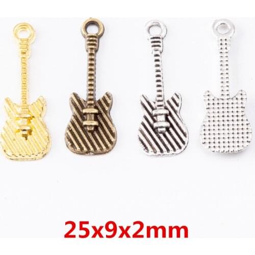 40pcs Charms guitar Pendant Bright Zinc Alloy Fit Bracelet Necklace DIY Metal Jewelry Findings 6490