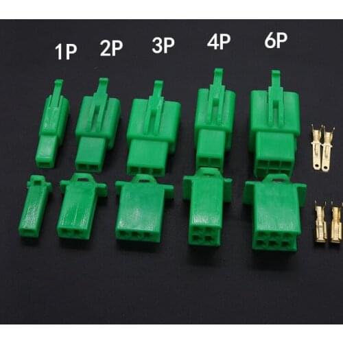 5PCS Green 2.8mm 2/3/4/6P Automotive 2.8 Electrical wire Connector Male Female cable terminal plug Kits Motorcycle ebike car