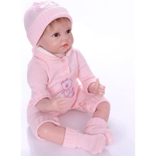 Soft Silicone Vinyl Reborn Baby Doll 55 Cm 22 Inch Realistic PP Cotton Body Open Big Eyes Toddler Girl Gift Kids Toy